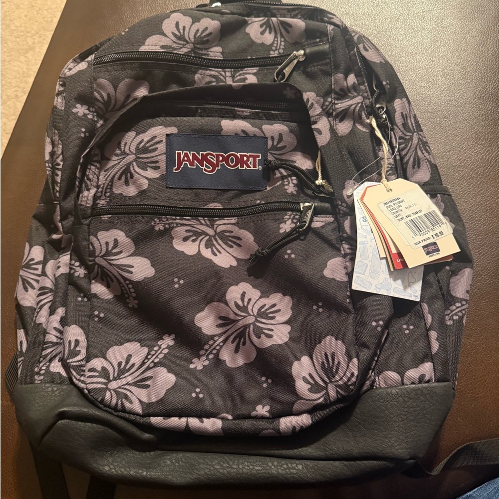 Jansport Black and Purple Floral Backpack